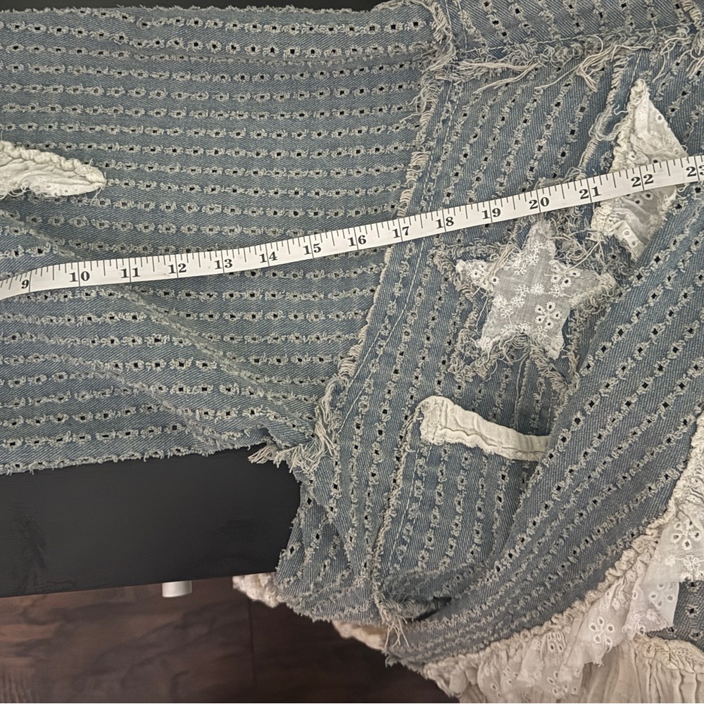 POL Light Blue & Cream Eyelet Star Patch Ruffle Jacket - Picture 6 of 6